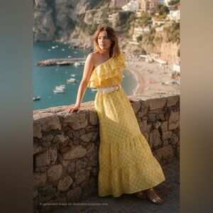 Lisa Marie Fernandez yellow polka dot maxi dress